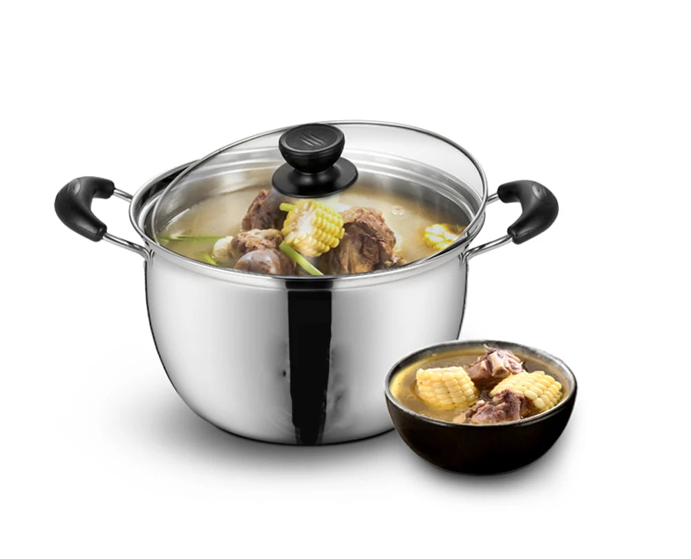 Cookware Stainless Steel Pot 1.5L-4L Double Bottom Soup Pot Nonmagnetic Cooking Multi-purpose Cookware Non-stick Pan General Use