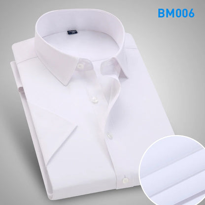 Men Short Sleeve Dress Shirt Summer Fashion Solid Slim Fit Casual Social Shirts Comfortable Breathable Thin Tops