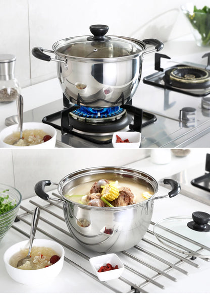 Cookware Stainless Steel Pot 1.5L-4L Double Bottom Soup Pot Nonmagnetic Cooking Multi-purpose Cookware Non-stick Pan General Use