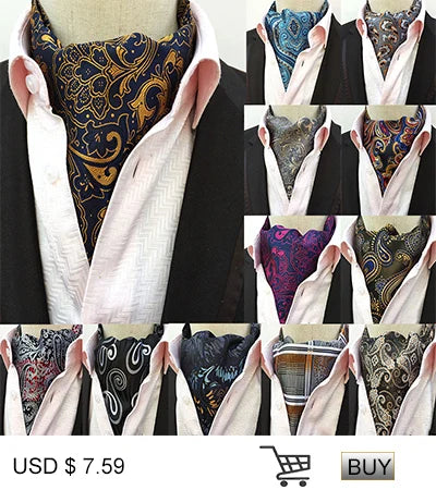 Glamour Men's Scarf Retro Jacquard Tie Cravat Neckerchief Men's Ascot Tie Hanky Suits Set Pocket Handkerchief Men Gift