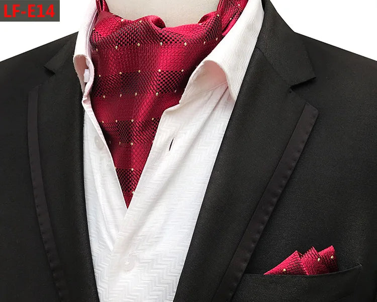 Glamour Men's Scarf Retro Jacquard Tie Cravat Neckerchief Men's Ascot Tie Hanky Suits Set Pocket Handkerchief Men Gift