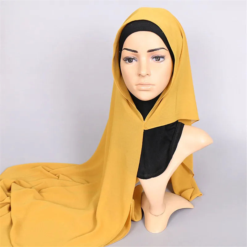 2020 NEW women chiffon solid color muslim head scarf shawls and wraps pashmina bandana easy ready to wear hijab stores