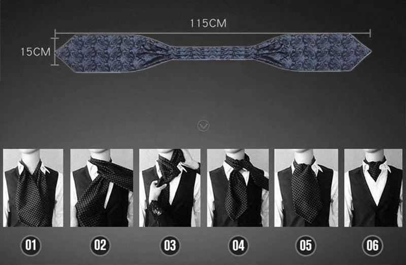 Glamour Men's Scarf Retro Jacquard Tie Cravat Neckerchief Men's Ascot Tie Hanky Suits Set Pocket Handkerchief Men Gift