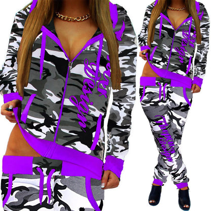 ZOGAA spring new 2 piece set women fashion clothing women 2019 Casual camouflage street style  sweatsuits for women Plus S-3XL