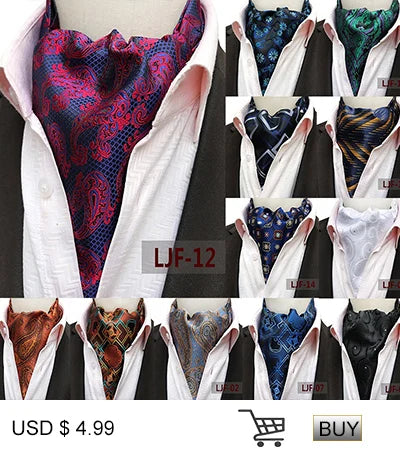 Glamour Men's Scarf Retro Jacquard Tie Cravat Neckerchief Men's Ascot Tie Hanky Suits Set Pocket Handkerchief Men Gift