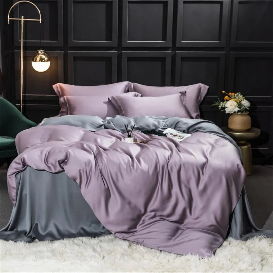 Liv-Esthete Gorgeous 100% Silk Bedding Set Mulberry Silk Beauty Quilt Cover Set Bed Sheet Pillowcase Queen King Bed Linen Set