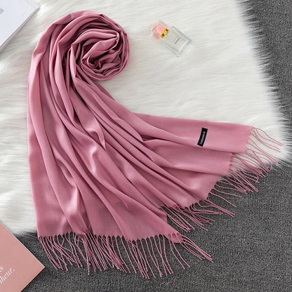 2023 Luxury Brand Soild Cashmere Women Scarf Winter Warm Shawl and Wraps Hijab Store Pashmina Long Female Foulard Head Scarves