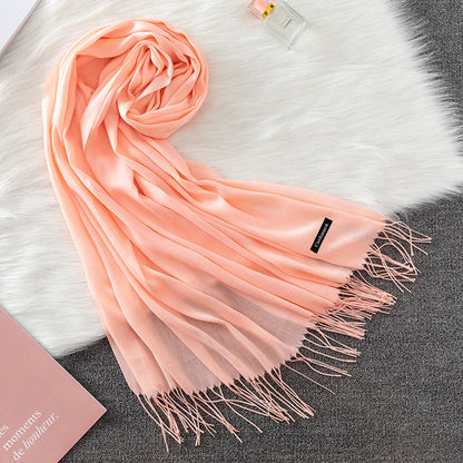 2023 Luxury Brand Soild Cashmere Women Scarf Winter Warm Shawl and Wraps Hijab Store Pashmina Long Female Foulard Head Scarves