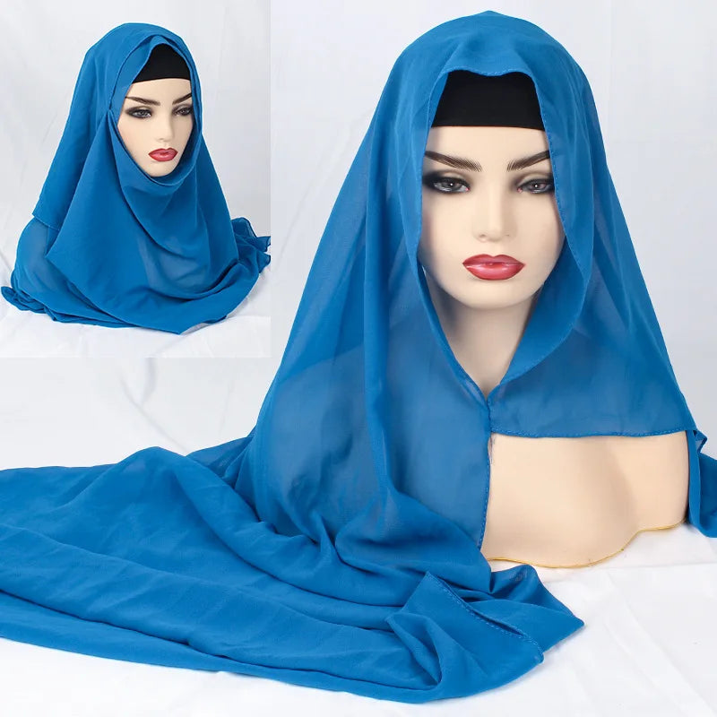 2020 NEW women chiffon solid color muslim head scarf shawls and wraps pashmina bandana easy ready to wear hijab stores