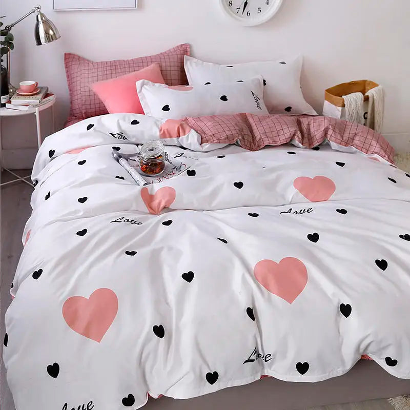 Orange Bedding Set Girls Boys Bed Linen Sheet Plaid Duvet Cover No Filling 240x220 Single Double Queen King Bedclothes