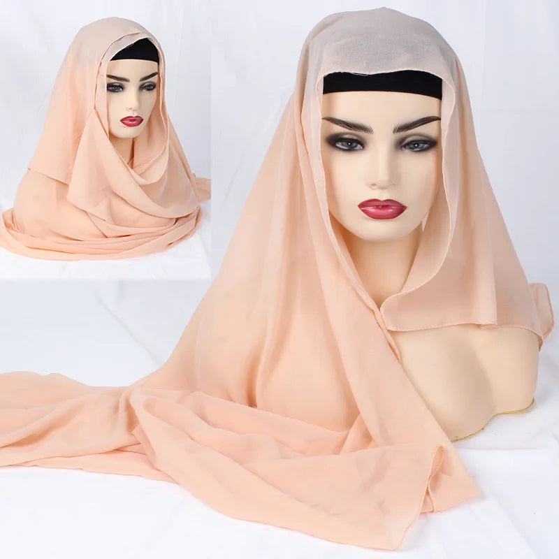 2020 NEW women chiffon solid color muslim head scarf shawls and wraps pashmina bandana easy ready to wear hijab stores