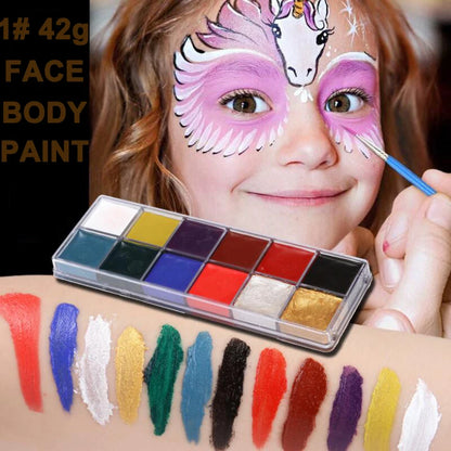 Paint Body Makeup Halloween Face Body Art 12/20 Colors Painting Kit with Brushes Safe Ingredient Available for Kid and Adult