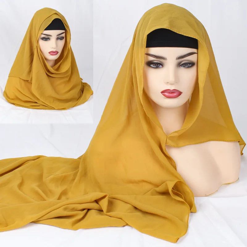 2020 NEW women chiffon solid color muslim head scarf shawls and wraps pashmina bandana easy ready to wear hijab stores