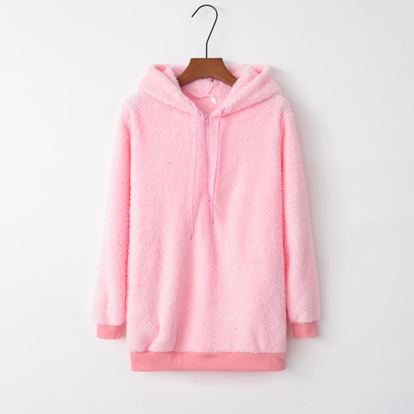 Women's Long-Sleeved Hooded Sweater, Monochromatic Coat, Fashion Trend