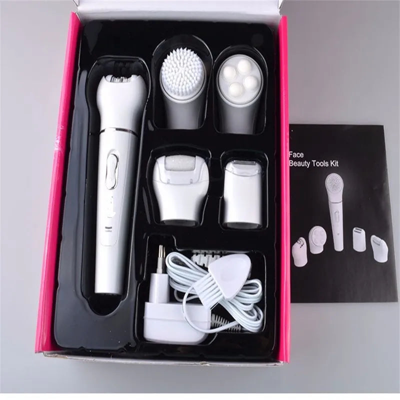 5 In 1 Electric Lady Epilator Bikini Trimmer Women Shaver Razor Leg Underarm Haircut Machine Pubic Clipper Body Hair Remover Kit