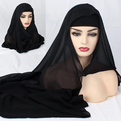 2020 NEW women chiffon solid color muslim head scarf shawls and wraps pashmina bandana easy ready to wear hijab stores