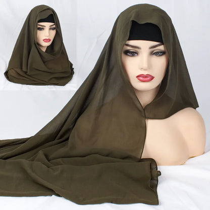 2020 NEW women chiffon solid color muslim head scarf shawls and wraps pashmina bandana easy ready to wear hijab stores