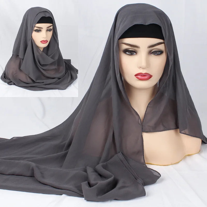 2020 NEW women chiffon solid color muslim head scarf shawls and wraps pashmina bandana easy ready to wear hijab stores