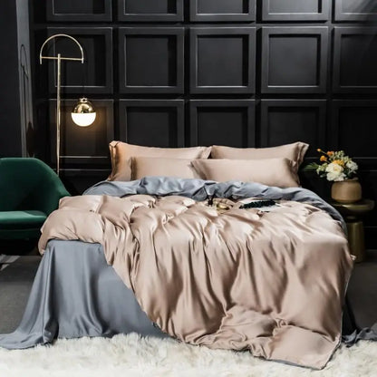 Liv-Esthete Gorgeous 100% Silk Bedding Set Mulberry Silk Beauty Quilt Cover Set Bed Sheet Pillowcase Queen King Bed Linen Set