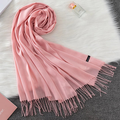 2023 Luxury Brand Soild Cashmere Women Scarf Winter Warm Shawl and Wraps Hijab Store Pashmina Long Female Foulard Head Scarves