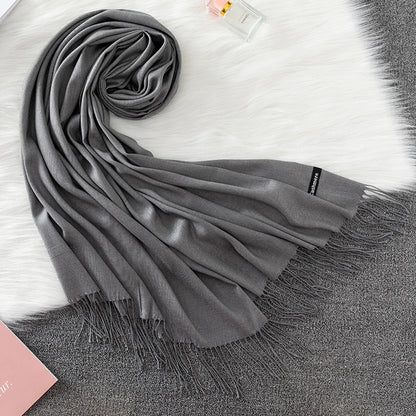 2023 Luxury Brand Soild Cashmere Women Scarf Winter Warm Shawl and Wraps Hijab Store Pashmina Long Female Foulard Head Scarves