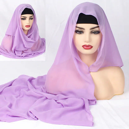 2020 NEW women chiffon solid color muslim head scarf shawls and wraps pashmina bandana easy ready to wear hijab stores