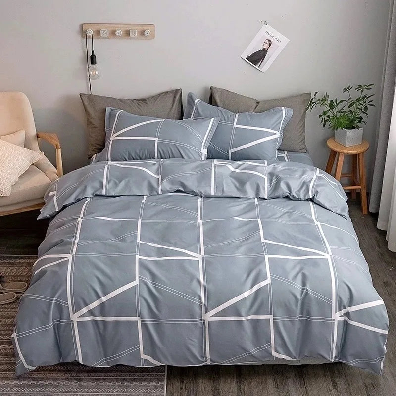 WOSTAR Luxury bedding set king size duvet cover bed sheet and pillowcase geometry printed nordic style bedclothes home textiles