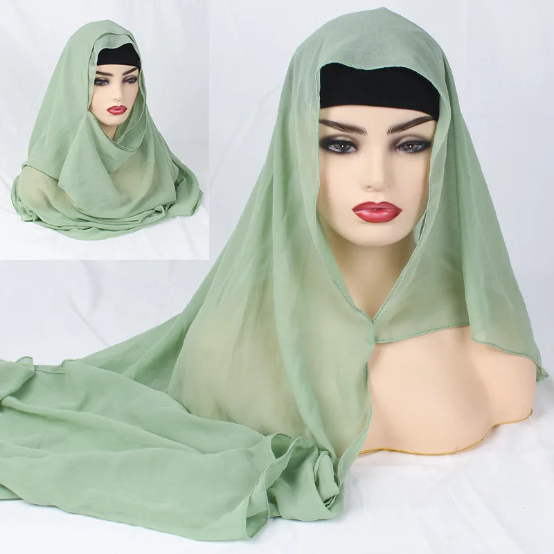 2020 NEW women chiffon solid color muslim head scarf shawls and wraps pashmina bandana easy ready to wear hijab stores