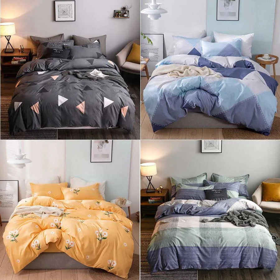 WOSTAR Luxury bedding set king size duvet cover bed sheet and pillowcase geometry printed nordic style bedclothes home textiles