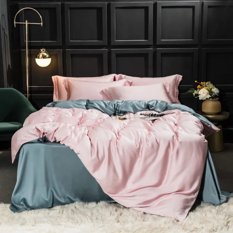 Liv-Esthete Gorgeous 100% Silk Bedding Set Mulberry Silk Beauty Quilt Cover Set Bed Sheet Pillowcase Queen King Bed Linen Set