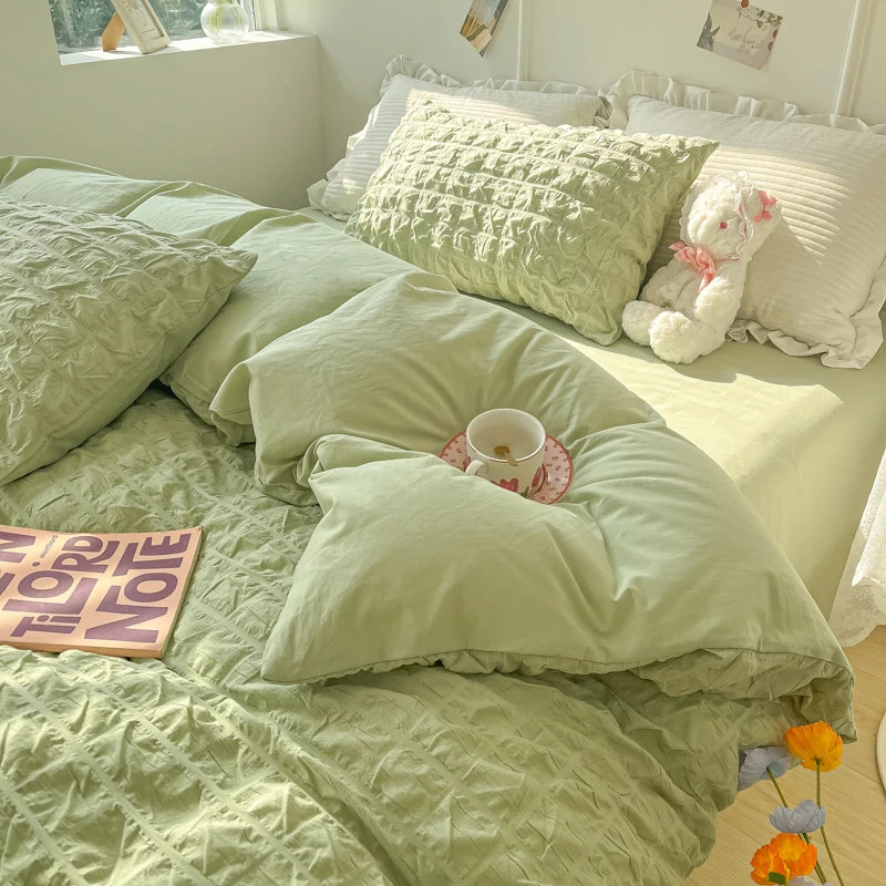 3pcs Soft Duvet Cover Set (1*Duvet Cover + 2*Pillowcase, Without Core), Bubble grid Print Bedding Set, Soft Comfortable