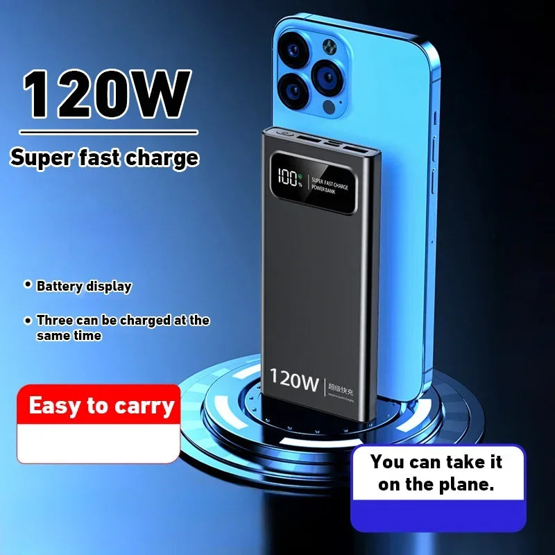 Lenovo 200000mAh Fast Charging 120W Power Bank Super Ultralarge Capacity Mobile Power External Battery For iPhone Xiaomi Vivo