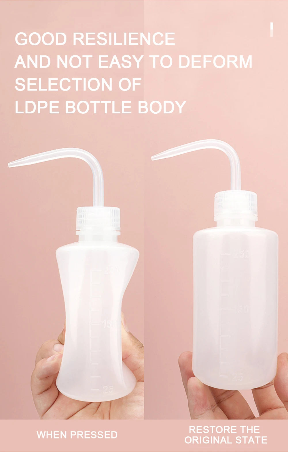 250/500/1000ml Clean False Eyelashes Elbow Pot Squeeze Bottle Washing Bottle Laboratory Measuring Bottle Supply With Scale