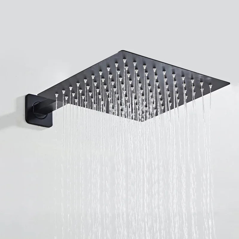 Stainless steel  Black Bathroom Ultrathin 2 mm Rain Shower Head 8/10/12 Inch Wall & Ceiling Square & Round Rainfall Shower head