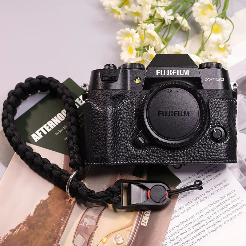 Suitable for Fuji X-T50 camera leather base micro single retro simple protective base leather cover wrist strap accessories