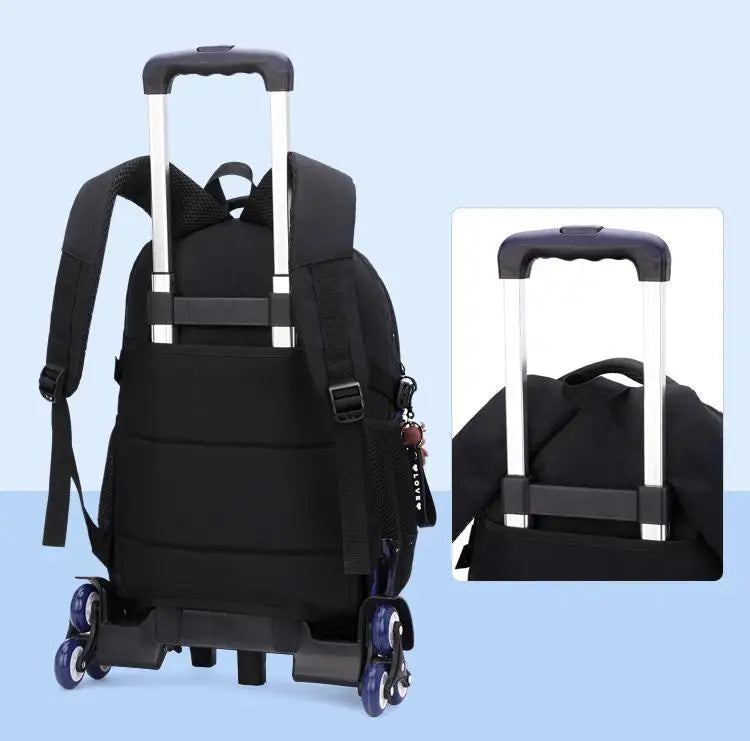 Waterproof School Bags for Boys Trolley Schoolbag Kids' Luggage Book Bags Men Backpack with 6 Wheels Stairs Mochila Escolar Sac