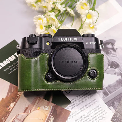 Suitable for Fuji X-T50 camera leather base micro single retro simple protective base leather cover wrist strap accessories