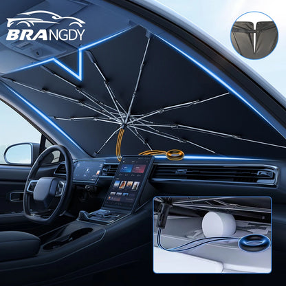 2024 Upgraded Car Windshield Sun Shade Umbrella Foldable Car Sunshade Front Window Cover for UV Ray Block & Sun Heat Protection