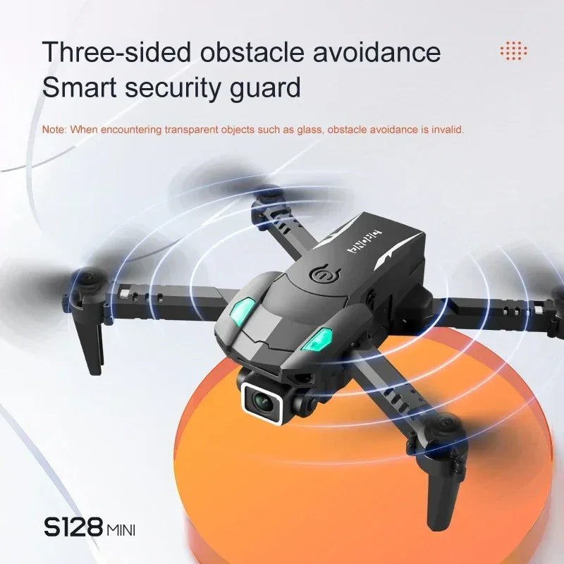 New S128 Mini Drone 4K Professional HD Camera switching Three Obstacle Avoidance Air Pressure Fixed Height Foldable Quadcopter