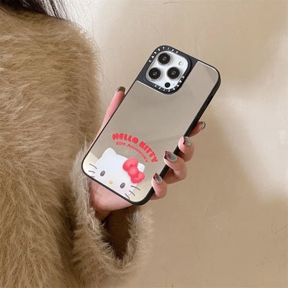 Sanrio Hello Kitty Apple Phone Case Mirror Cover For Iphone 11 12 13 14 15 Pro Max Female Cartoon Creative Design Cute Case