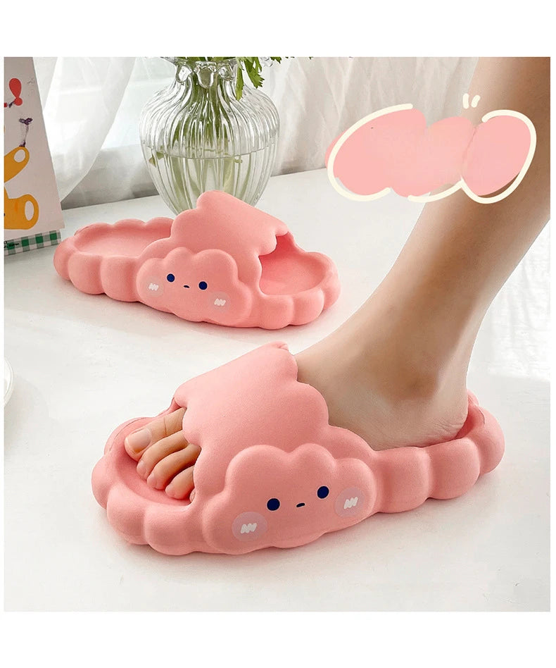 shoes for women slippers flip flops slides sandals Summer Beach Cloud Thick house cartoon cute anti-skid indoor Non Slip Soft