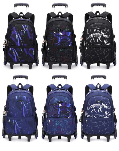 Waterproof School Bags for Boys Trolley Schoolbag Kids' Luggage Book Bags Men Backpack with 6 Wheels Stairs Mochila Escolar Sac