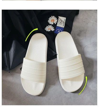 2023 Wear-Resistant Slippers Men Women Summer Outdoors Indoor Fashion Stripes Couples Wear Sandals Non-Slip Bathroom Beach Shoes