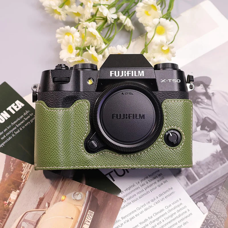 Suitable for Fuji X-T50 camera leather base micro single retro simple protective base leather cover wrist strap accessories