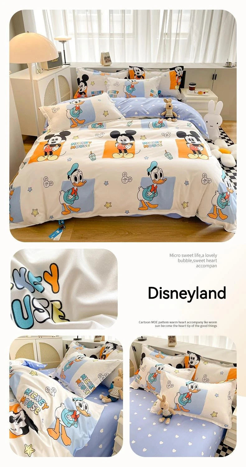 Disney Mickey Minnie Lotso Bedding Set Duvet Cover Bed Sheet Pillowcase Bedsheet Double Single King Queen Twin Size Home Textile