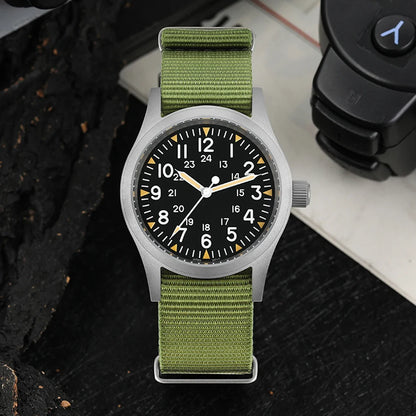 Militado ML05 38mm Men Watch VH31 Quartz Military Watches Domed Sapphire AR Coating 100m Waterproof Stainless Steel Wristwatch