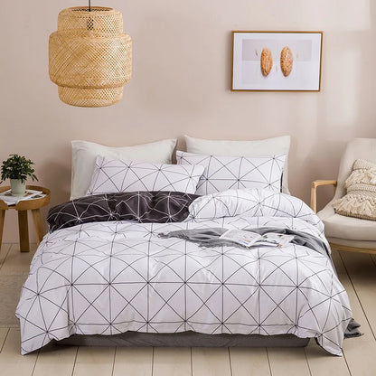 Geometric Print Queen Bedding Set Soft Comfortable King Size Duvet Cover Set Cheap Durable Single Double quilt cover  NO sheet