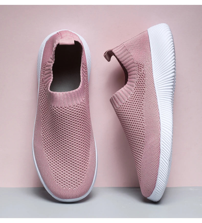 Women's Walking Shoes Wide Toe Box Knitted Slip-on Shoes for Women Comfortable and Soft Casual Work Loafer Shoes