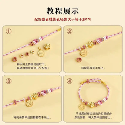 Dragon Year Animal Year Hand Woven Hand Rope Semi-Finished Products Couple Bracelet Wearable Lucky Beads Girlfriend Gifts