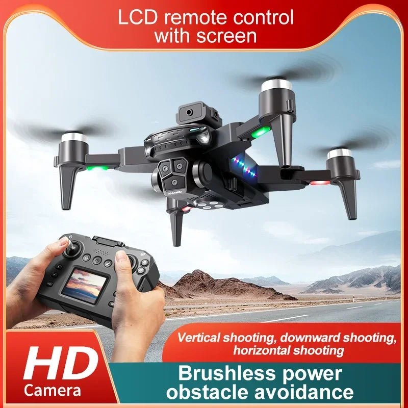 2024 New KY605S Screen Control Drone With Display Screen Obstacle AvoidanceThree Camera HD Aerial Photography Dron Toys Gift